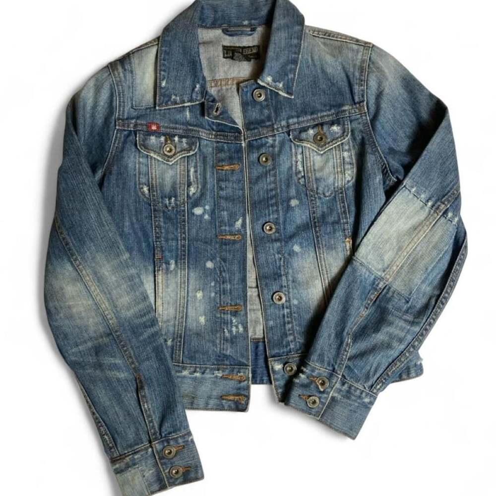 Lucky Legend Distressed Patchwork Denim Jacket XS